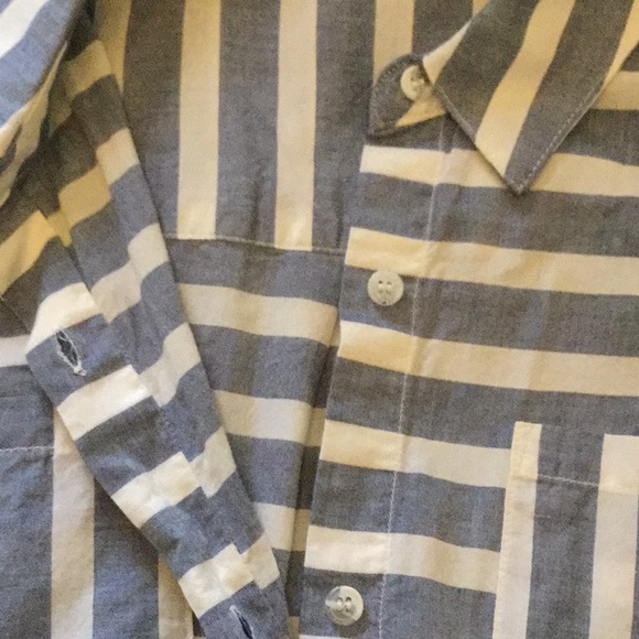 NWOT Splendid stripe cotton chambray button down shirt w convertible sleeves - Picture 10 of 11